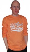 Orange långärmad tröja i ekobomull med tryck fram